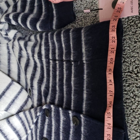 Avec Les Filles Sailor Stripe Double Breasted Peacoat Navy and White Size M NWT - Picture 14 of 16